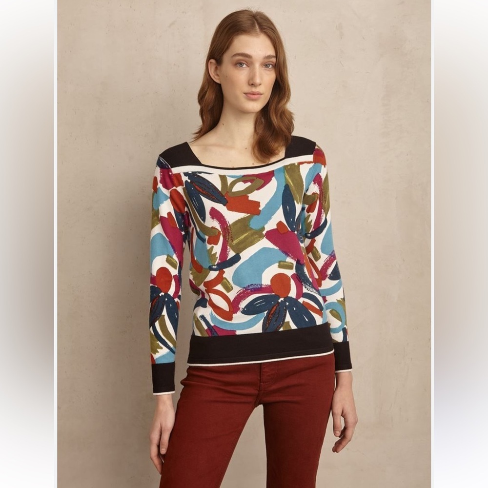 MARINA V PARIS Multicolor Abstract Women's Sweater NWT